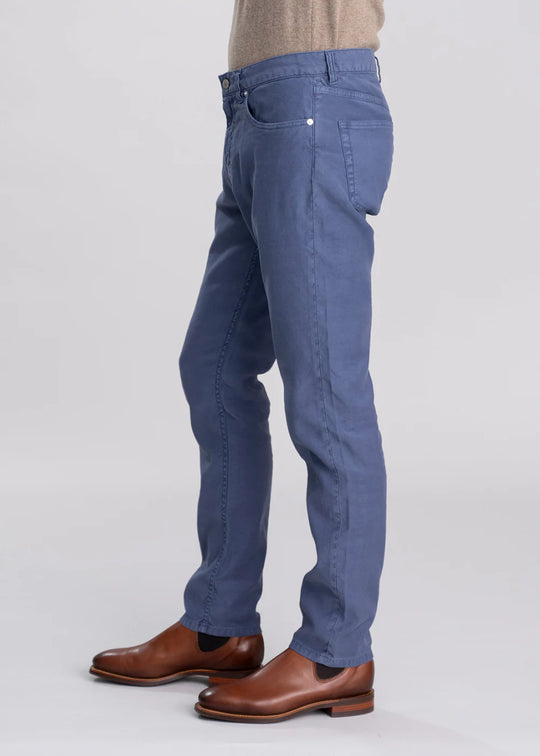 GANT Regular Fit Cotton and Navy Linen Trousers