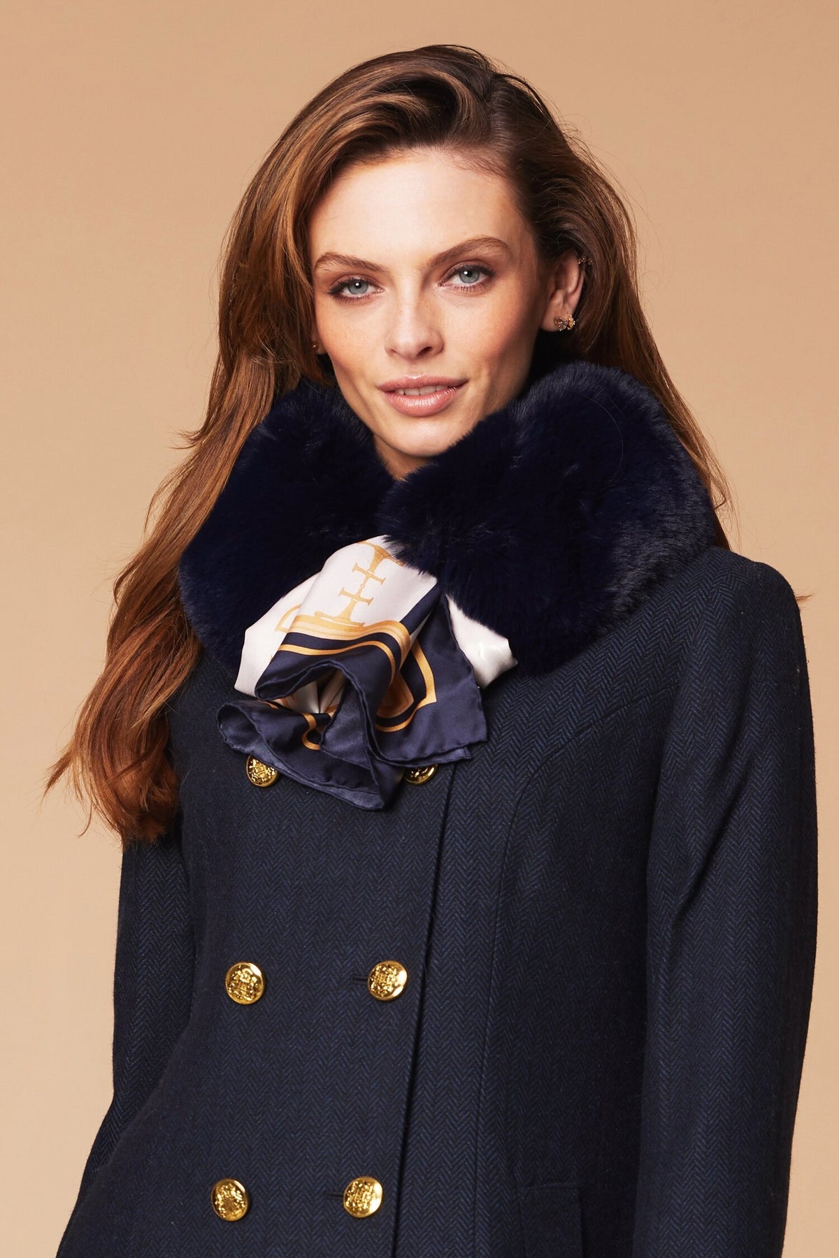 Hunt Hall The Bridgehampton Scarf Cobalt Navy Camel – Hamilton Hatt