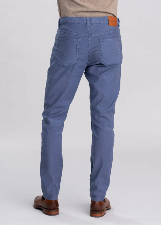 GANT Regular Fit Cotton and Navy Linen Trousers