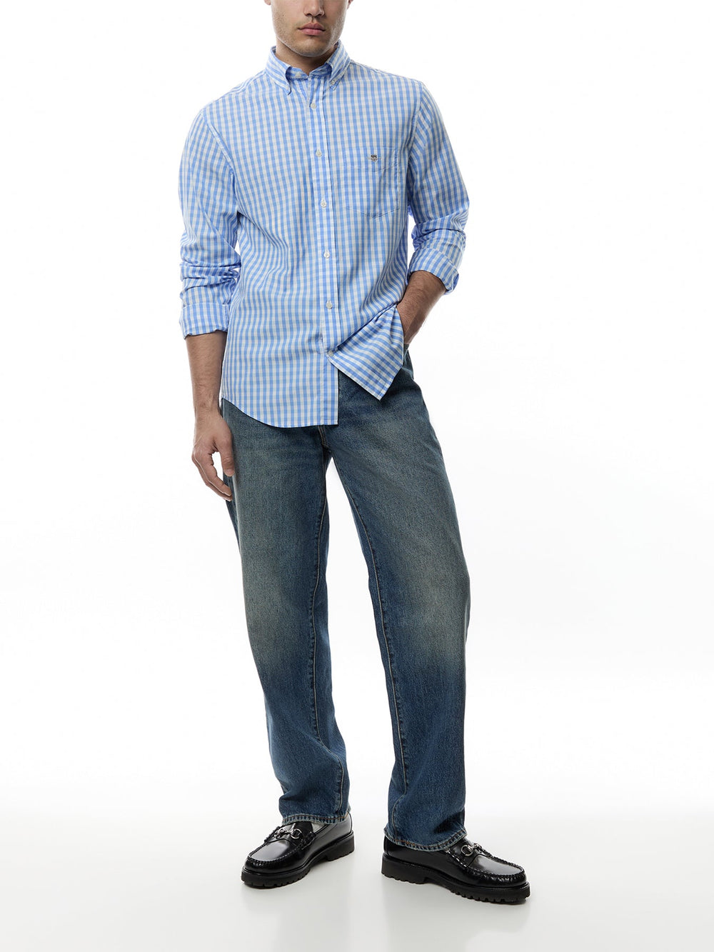 GANT Regular Classic Poplin Gingham Shirt, Perfect Blue