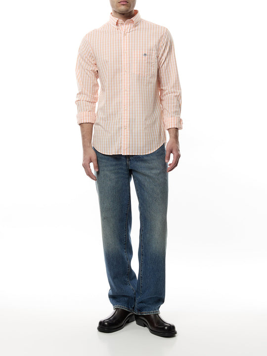 GANT Regular Classic Poplin Gingham Shirt, Peachy Orange