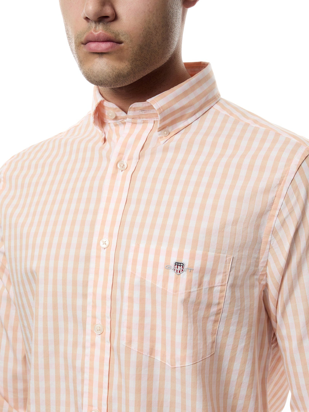 GANT Regular Classic Poplin Gingham Shirt, Peachy Orange