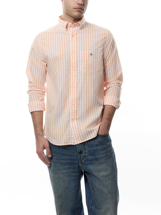 GANT Regular Classic Poplin Gingham Shirt, Peachy Orange