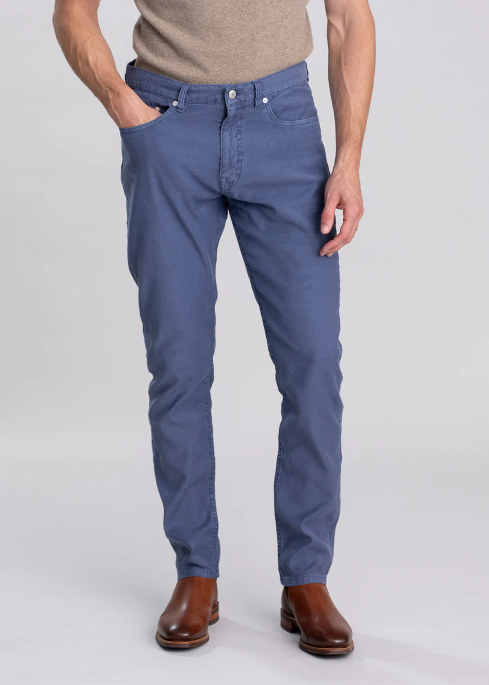 GANT Regular Fit Cotton and Navy Linen Trousers