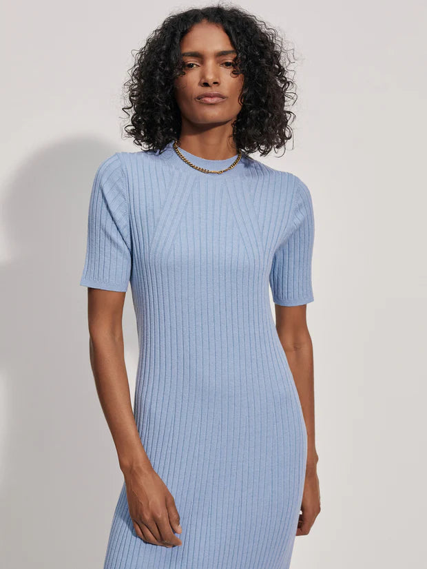 Maeve Rib Knit Midi Dress Ashley blue Hamilton Hatt