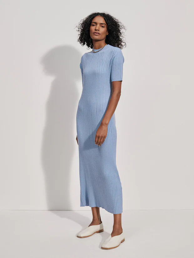 Maeve Rib Knit Midi Dress Ashley blue – Hamilton Hatt