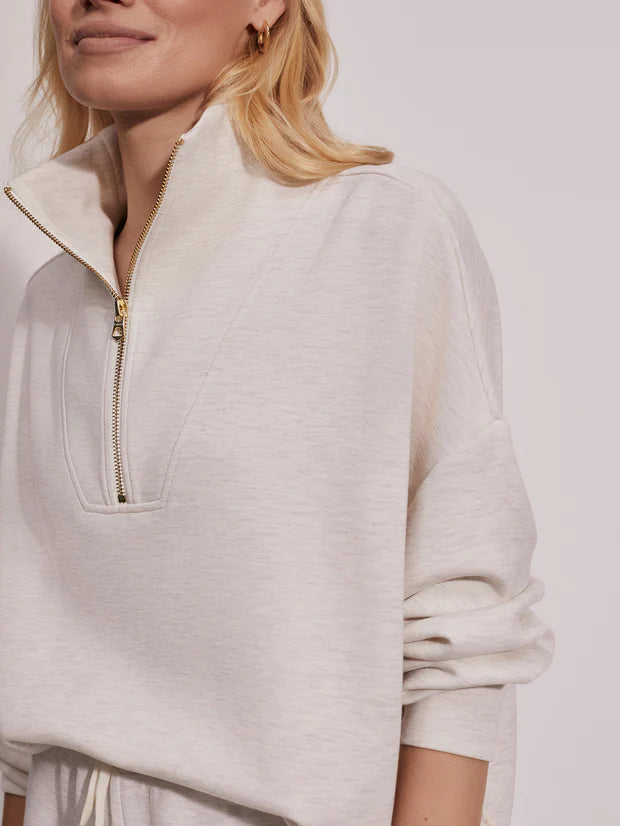 Hawley Half-Zip Sweat Ivory Marl