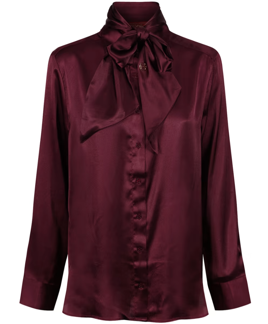 Hunt & Hall, The Housham Bow Blouse Burgundy