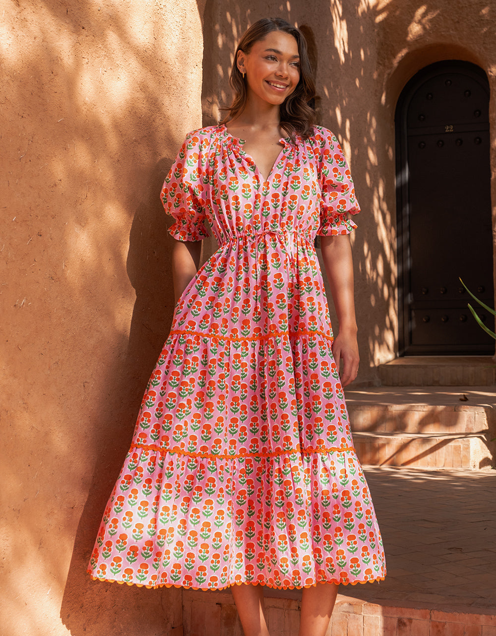 Pink City Prints, Marigold Buta Calypso Dress Hamilton Hatt Pink City Prints, Marigold Buta Calypso Dress Hamilton Hatt