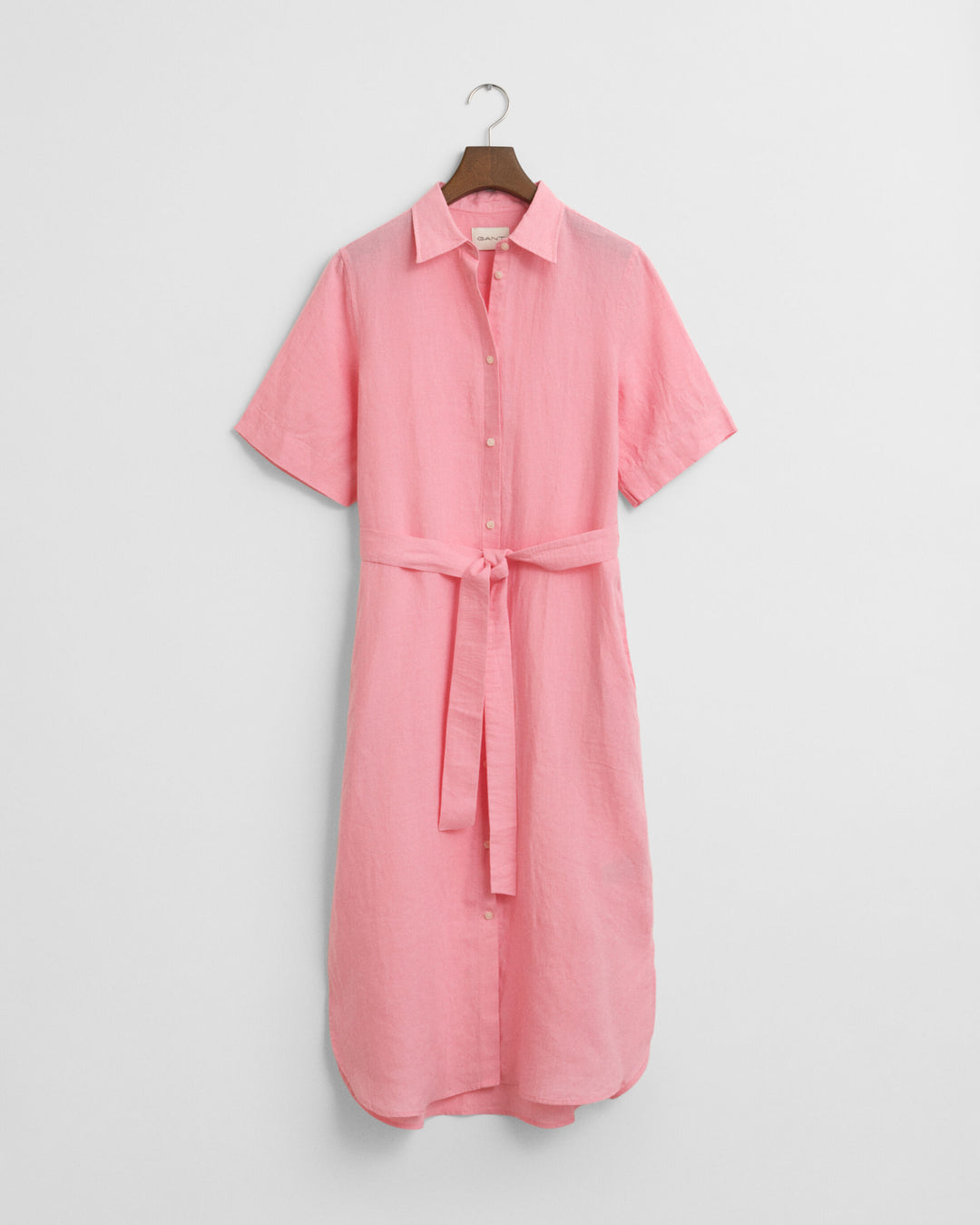 Linen Short Sleeve Shirt Dress, Geranium Pink Hamilton Hatt Linen Short Sleeve Shirt Dress, Geranium Pink Hamilton Hatt