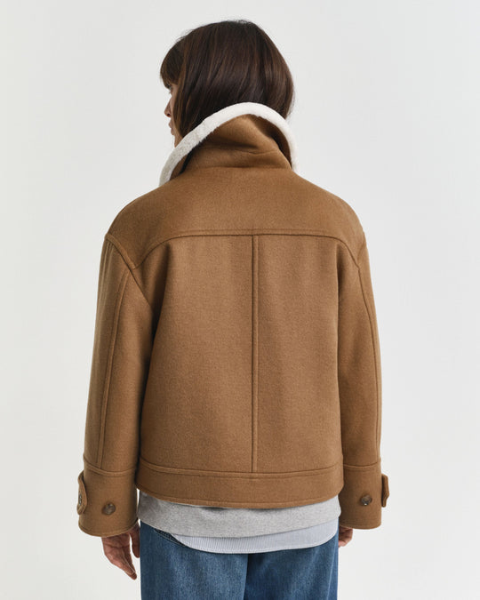 GANT Women's Wool Blend Flight Jacket, Roasted Walnut