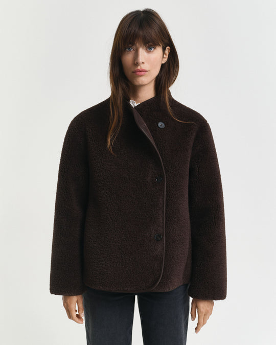 GANT Women's Faux Shearling Jacket, Deep Brown