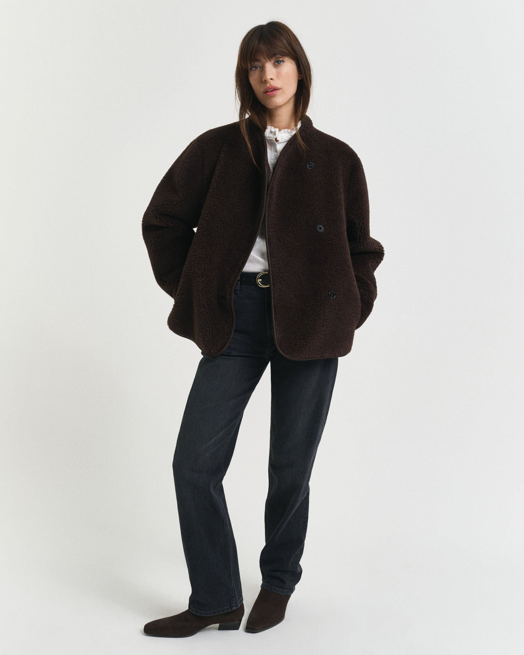 GANT Women's Faux Shearling Jacket, Deep Brown