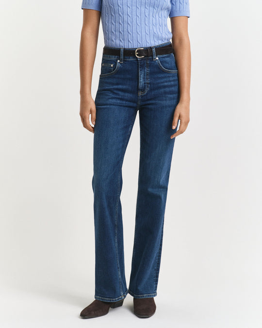 GANT Women's Slim Fit Flared Jeans, Dark Vintage Blue