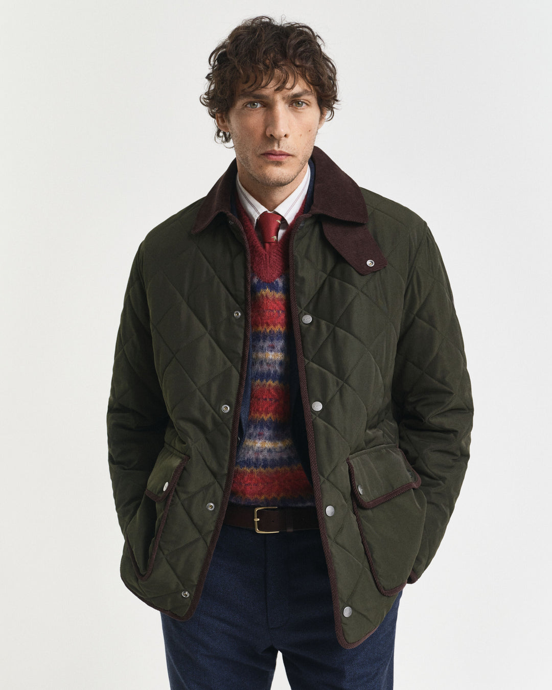 GANT Men's Quilted Jacket, Dark Moss Green