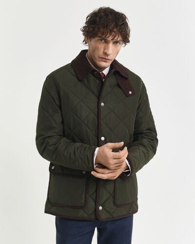 GANT Men's Quilted Jacket, Dark Moss Green