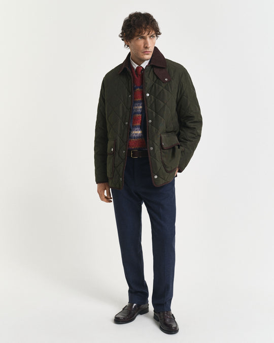 GANT Men's Quilted Jacket, Dark Moss Green