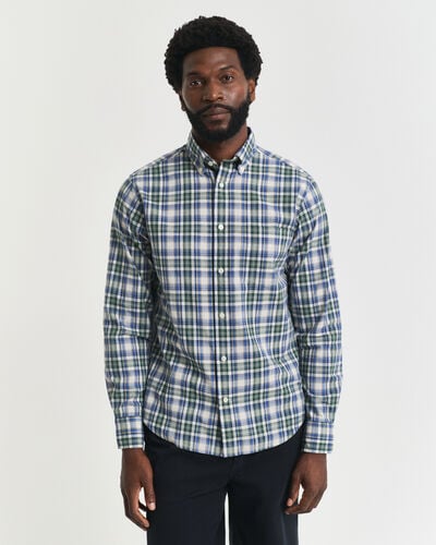 GANT Men's Regular Fit Checked Archive Poplin Shirt, Forest Green