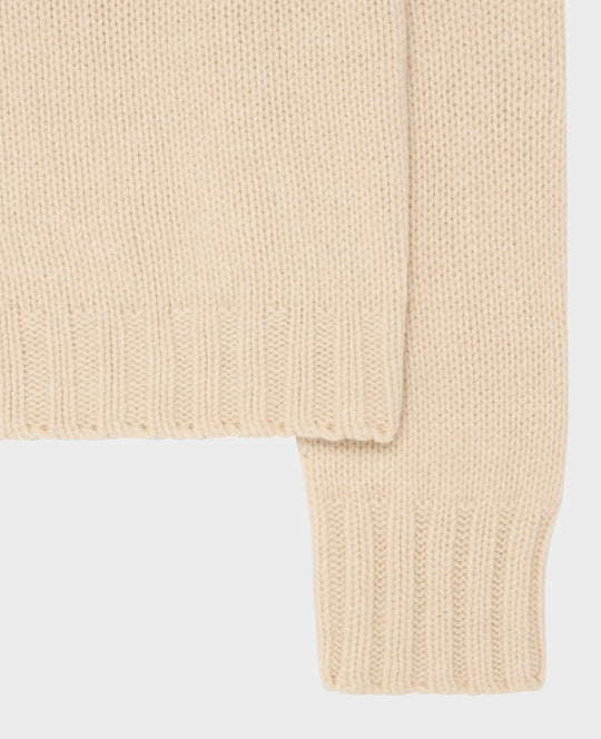 Chunky Knit Roll Neck Wool Jumper Almond