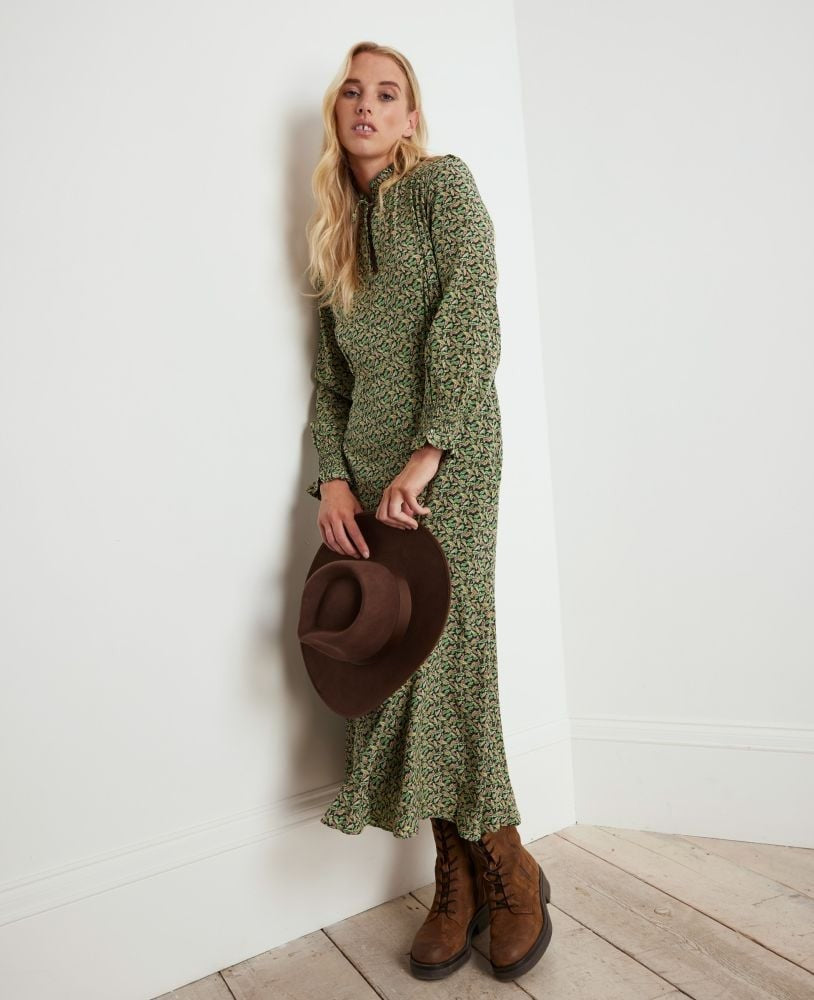 Really Wild Clothing Liberty Print Pintuck Shirt Dress Green Leaves from Hamilton Hatt Really Wild Clothing Liberty Print Pintuck Shirt Dress Green Leaves from Hamilton Hatt