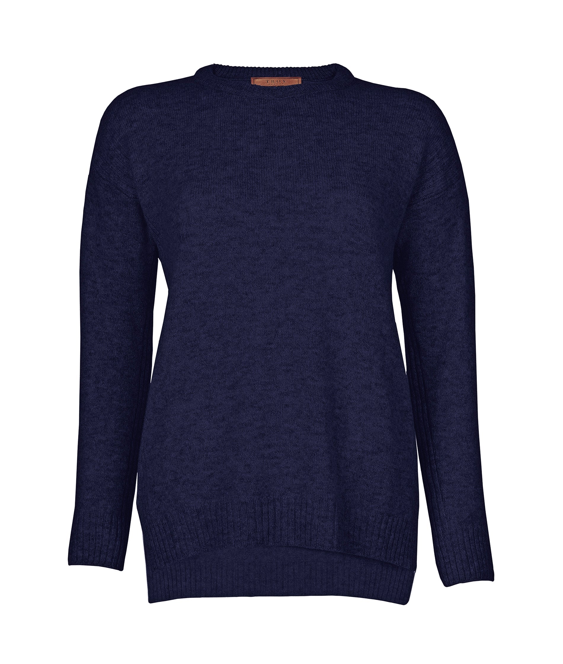 A luxuriously soft British-spun lambswool jumper has a relaxed fit, drop shoulder ribbed detail and features a mix of dyed and undyed yarn, bringing out a beautiful marled effect.